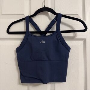 ALO Seamless Ribbed Favorite Bra Tank in Navy